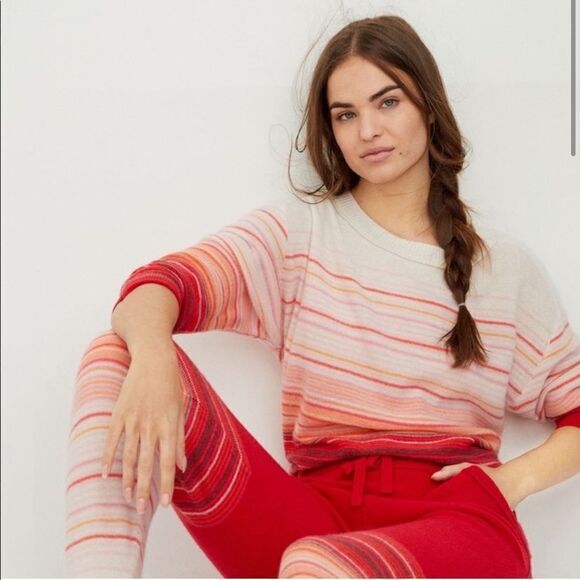 ANTHROPOLOGIE Saturday Sunday Cashmere Striped Ombré Sweater NWT - Picture 2 of 14